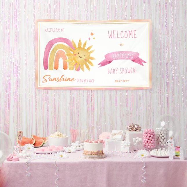 A Little Ray of Sunshine Girl Baby Shower  Banner (Party)