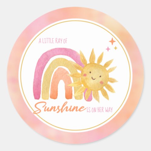 A Little Ray of Sunshine Girl Baby Shower Classic  Classic Round Sticker