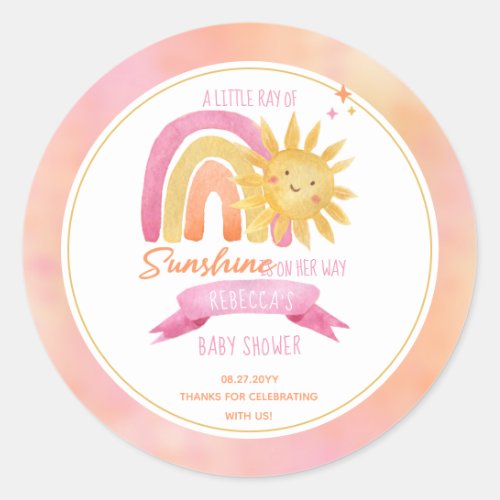A Little Ray of Sunshine Girl Baby Shower Classic Round Sticker