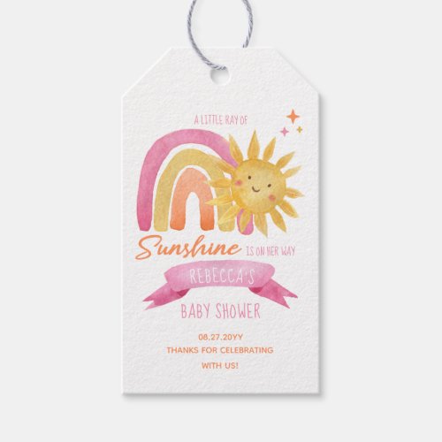 A Little Ray of Sunshine Girl Baby Shower  Favor B Gift Tags