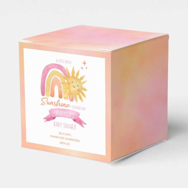 A Little Ray of Sunshine Girl Baby Shower Favor Boxes (Front Side)