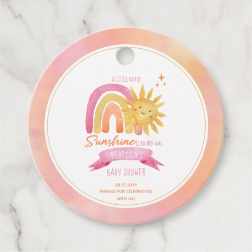 A Little Ray of Sunshine Girl Baby Shower Favor Tags