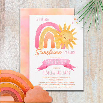 A Little Ray Of Sunshine Girl Baby Shower Invitation by holidayhearts at Zazzle