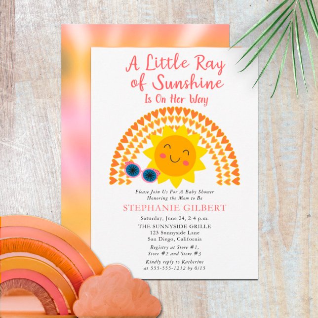 A Little Ray of Sunshine Girl Baby Shower Invitation (Creator Uploaded)