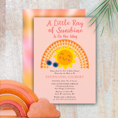 A Little Ray of Sunshine Girl Baby Shower Invitation