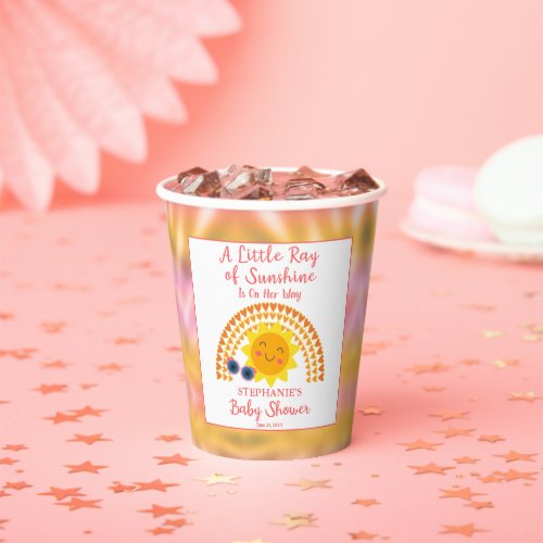 A Little Ray of Sunshine Girl Baby Shower Paper Cu Paper Cups