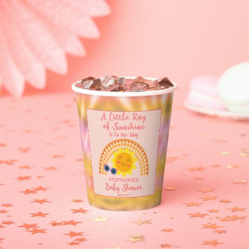 A Little Ray of Sunshine Girl Baby Shower Paper Cups