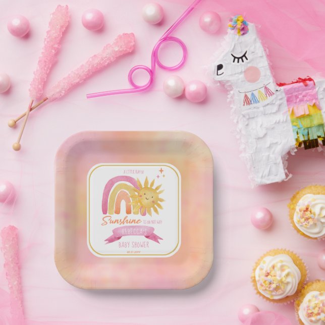 A Little Ray of Sunshine Girl Baby Shower Paper Pl Plates (Party)