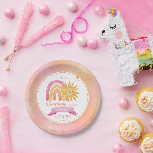 A Little Ray of Sunshine Girl Baby Shower Paper Plates (Party)
