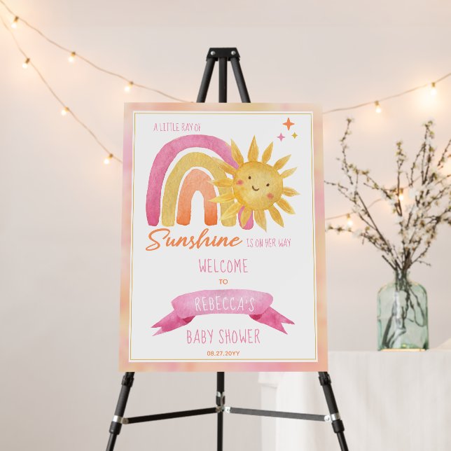 A Little Ray of Sunshine Girl Baby Shower Poster (In Situ (Stand))