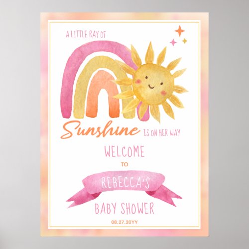 A Little Ray of Sunshine Girl Baby Shower Poster