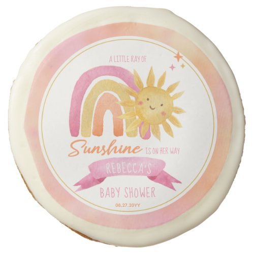 A Little Ray of Sunshine Girl Baby Shower Sugar Cookie