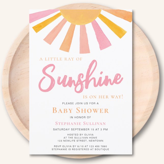 A Little Ray Of Sunshine Girl's Baby Shower Invitation (Creator Uploaded)
