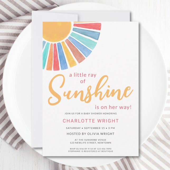 A Little Ray Of Sunshine Girl's Baby Shower  Invitation (Creator Uploaded)