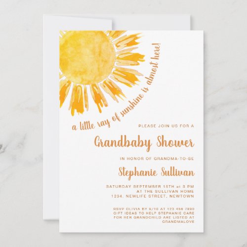 A Little Ray of Sunshine Grandbaby Shower Invitati Invitation