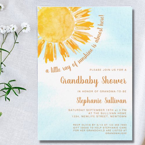 A Little Ray of Sunshine Grandbaby Shower Invitation