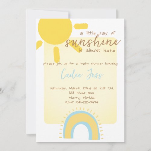 A Little ray of Sunshine is Almost Here baby  Invitation