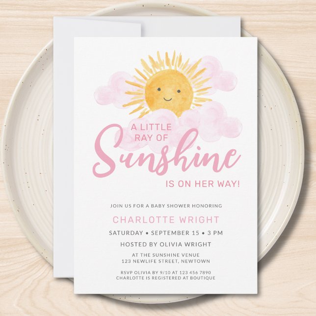 A Little Ray Of Sunshine Is On Her Way Baby Shower Invitation (Creator Uploaded)