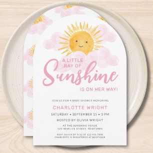 A Little Ray Of Sunshine Is On Her Way Baby Shower Invitation