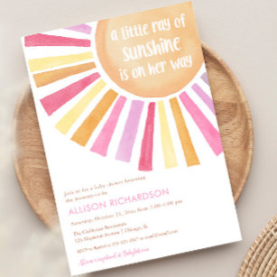 A Little ray of sunshine is on her way baby shower Invitation
