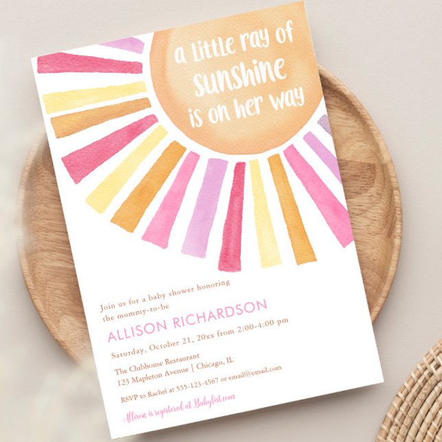 A Little ray of sunshine is on her way baby shower Invitation (Creator Uploaded)