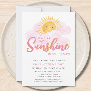 A Little Ray Of Sunshine Is On Her Way Baby Shower Invitation