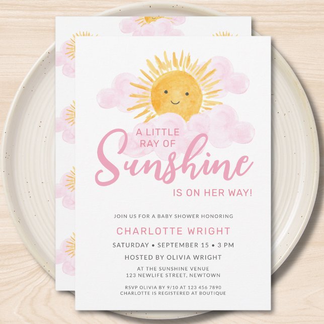 A Little Ray Of Sunshine Is On Her Way Baby Shower Invitation (Creator Uploaded)