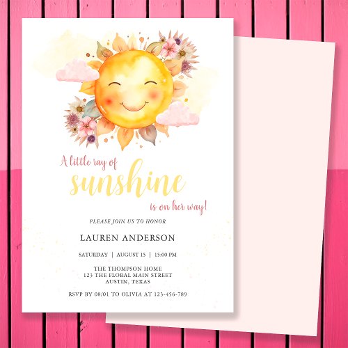 A Little Ray Of Sunshine Is On Her Way Boho Girl Invitation