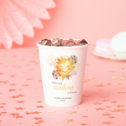 A Little Ray Of Sunshine Is On Her Way Boho Girl Paper Cups