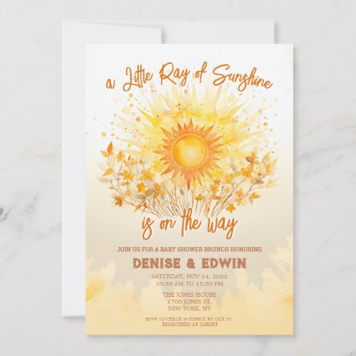 A Little Ray of Sunshine is on the Way Boho Invitation
