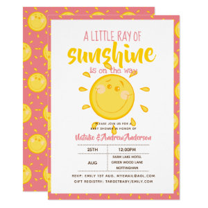 A Little Ray Of SUNSHINE is on the way - Pink Invitation