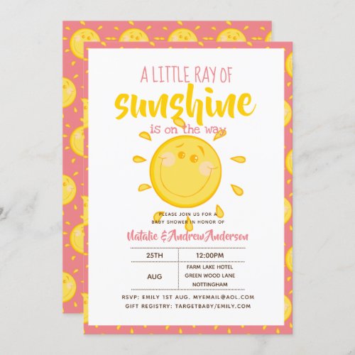 A Little Ray Of SUNSHINE is on the way _ Pink Invitation