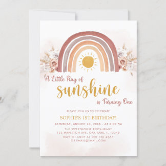 A little ray of sunshine is Turning One Invitation