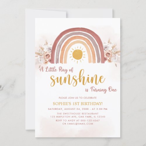 A little ray of sunshine is Turning One Invitation