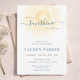 A Little Ray Of Sunshine Neutral Baby Shower Invitation