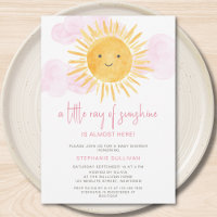 A Little Ray of Sunshine Pink Clouds Baby Shower