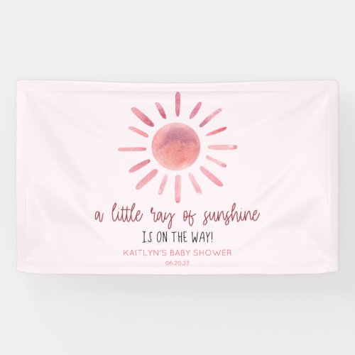 A Little Ray Of Sunshine Pink Sun Baby Shower Banner