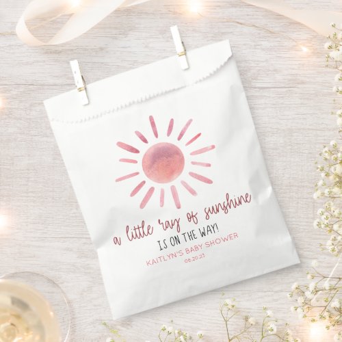 A Little Ray Of Sunshine Pink Sun Baby Shower Favor Bag
