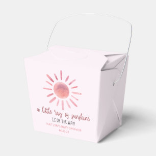 A Little Ray Of Sunshine Pink Sun Baby Shower Favor Boxes