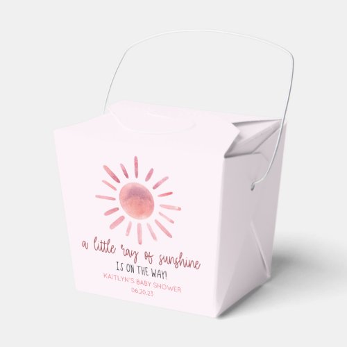 A Little Ray Of Sunshine Pink Sun Baby Shower Favor Boxes