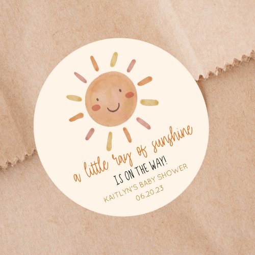 A Little Ray Of Sunshine Yellow Sun Baby Shower Classic Round Sticker