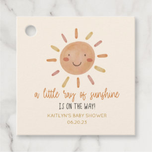 A Little Ray Of Sunshine Yellow Sun Baby Shower Favor Tags