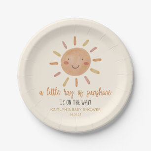 A Little Ray Of Sunshine Yellow Sun Baby Shower Paper Plates