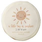 A Little Ray Of Sunshine Yellow Sun Baby Shower Sugar Cookie (Front)