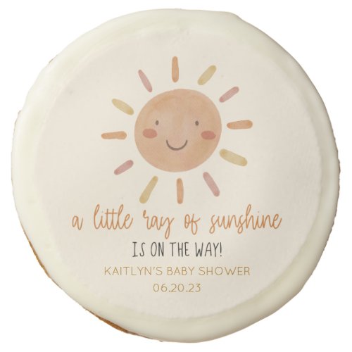 A Little Ray Of Sunshine Yellow Sun Baby Shower Sugar Cookie