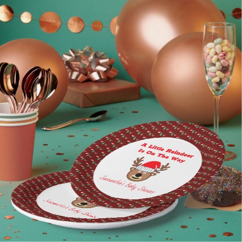 A Little Reindeer Is On The Way Paper Plate