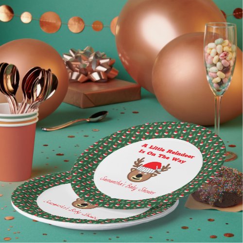 A Little Reindeer Is On The Way Paper Plates