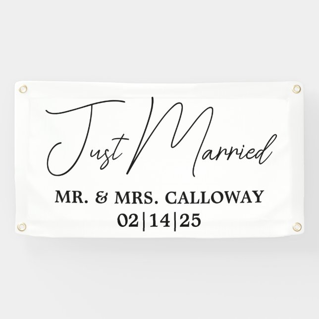 A Little Retro Just Married Car Banner (Horizontal)