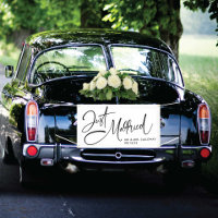 A Little Retro Just Married Car Banner