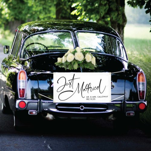 A Little Retro Just Married Car Banner